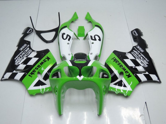 1996-2002 Green Black and White Kawasaki Ninja ZX7R Motorcycle Fairings & Bodywork 1996-2002 Green Black and White Kawasaki Ninja ZX7R Motorcycle Fairings & Bodywork