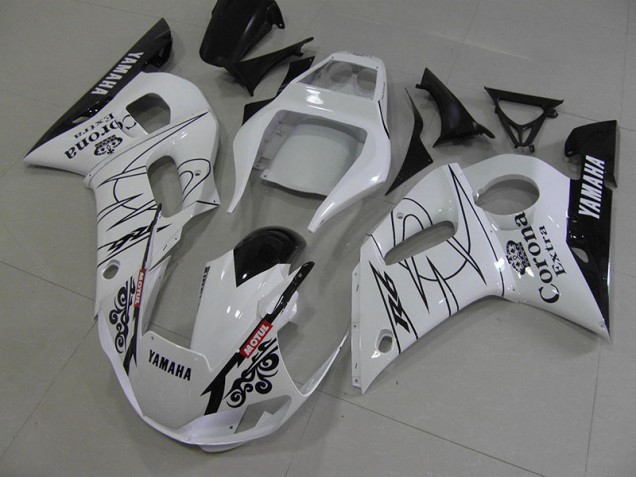 1998-2002 White Black Corona Yamaha YZF R6 Motorcycle Fairings