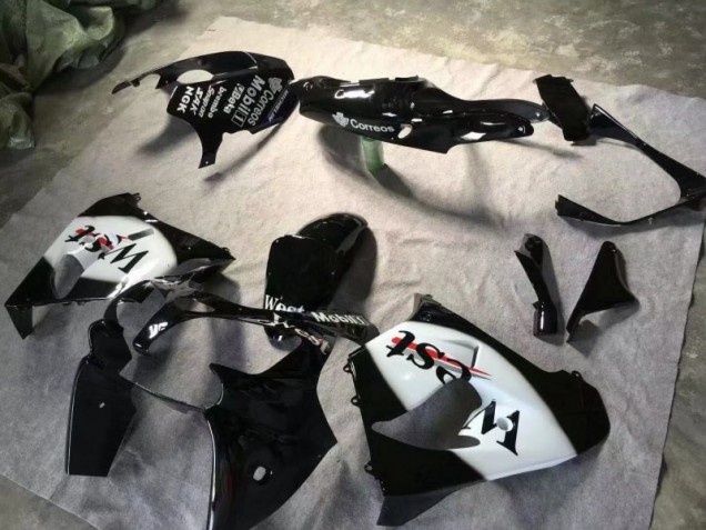 2000-2001 Glossy Black White Kawasaki Ninja ZX9R Motorcycle Fairings & Bodywork