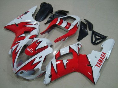 2000-2001 White Red Flame Yamaha YZF R1 Motorcycle Fairings
