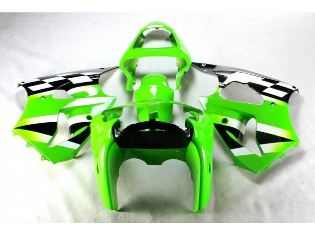 2000-2002 Green Black White Kawasaki Ninja ZX6R Motorcycle Fairings