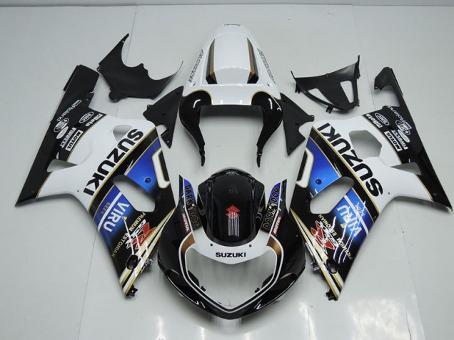 2001-2003 Black White Blue Viru Suzuki GSXR750 Motorcycle Fairings & Bodywork