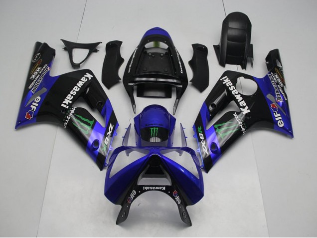 2003-2004 Blue Monster Kawasaki Ninja ZX6R Motorcycle Fairings
