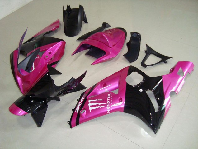 2003-2004 Pink Black Monster Kawasaki Ninja ZX6R Motorcycle Fairings