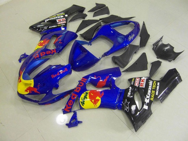 2005-2006 Blue Red Bull Kawasaki Ninja ZX6R Motorcycle Fairings