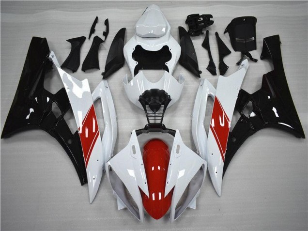 2006-2007 Red White Black Yamaha YZF R6 Motorcycle Fairings
