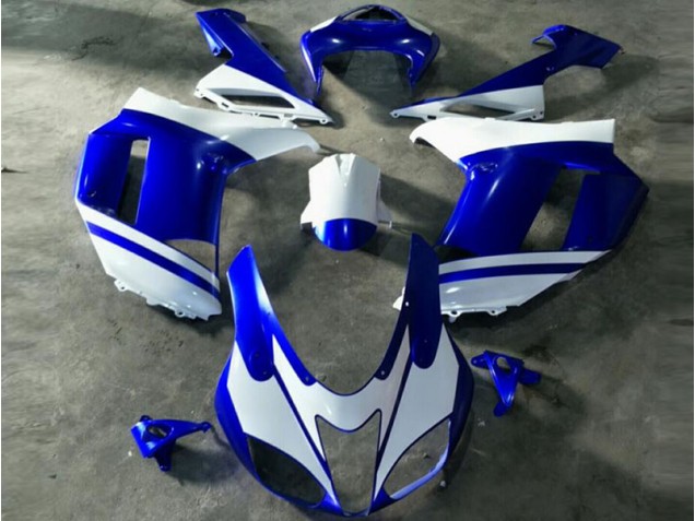 2007-2008 Blue White Kawasaki Ninja ZX6R Motorcycle Fairings