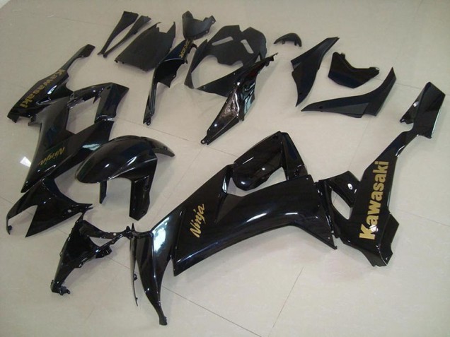 2008-2010 Glossy Black with Gold Sticker Kawasaki Ninja ZX10R Motorcycle Fairings
