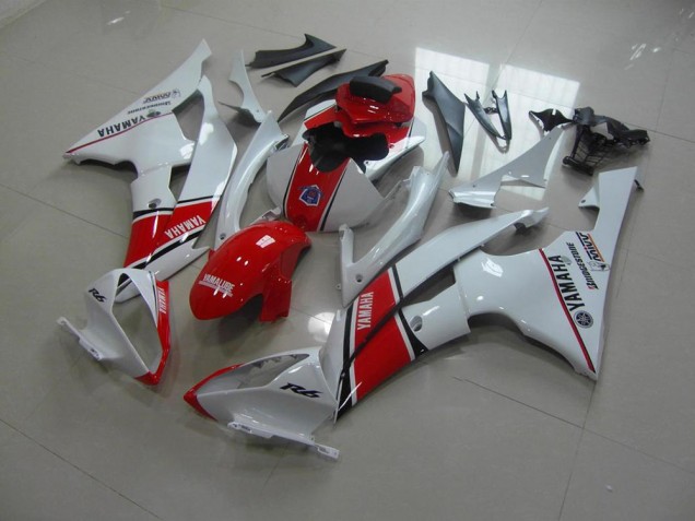 2008-2016 White Red OEM Style Yamaha YZF R6 Motorcycle Fairings