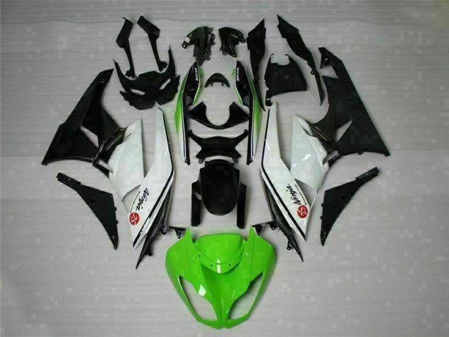 2009-2012 Green Black White 25 Kawasaki Ninja ZX6R Motorcycle Fairings