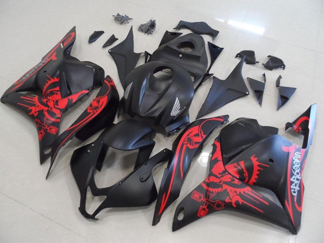 2009-2012 Matte Black with Red Skull Honda CBR600RR Motorcycle Fairings 2009-2012 Matte Black with Red Skull Honda CBR600RR Motorcycle Fairings